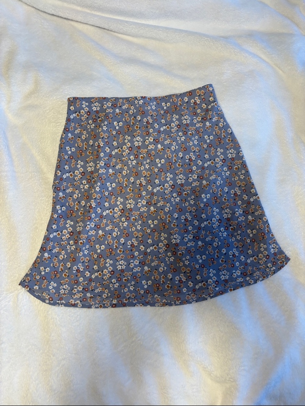 Floral A-Line Skirt in Dusty Blue